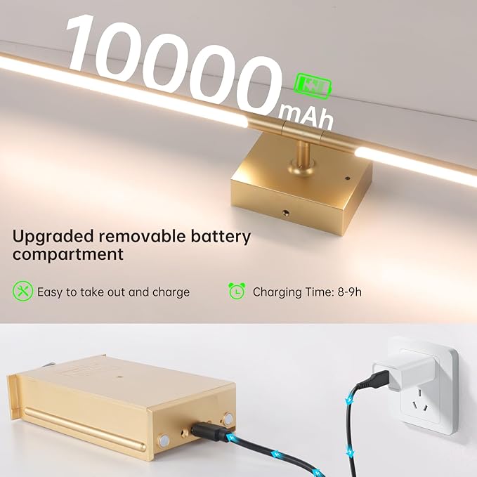 Battery Operated Wall Sconce Set of 2, 10000mAh Rechargeable Wall Sconces - Image 2