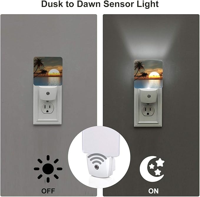 Led Night Light, Sunset Palm Decorative Plug in Nightlights, - Image 3