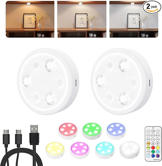 HOLKPOILOT Puck Lights with Remote, 2000mAh Battery Operated Rechargeable Under by HOLKPOILOT