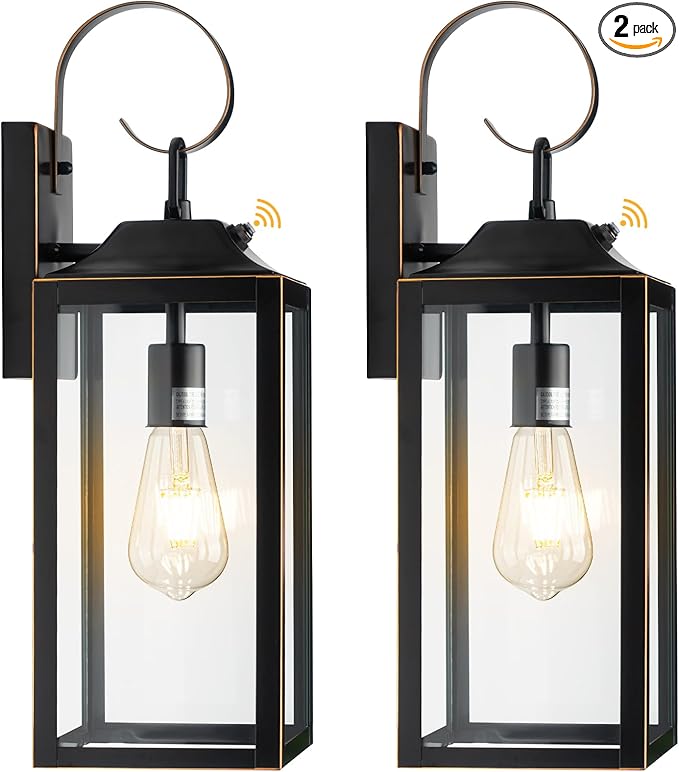 19" Dusk to Dawn Outdoor Lighting 2 Pack, Large Dusk to Dawn Outdoor Wall Lights by Yolsunes