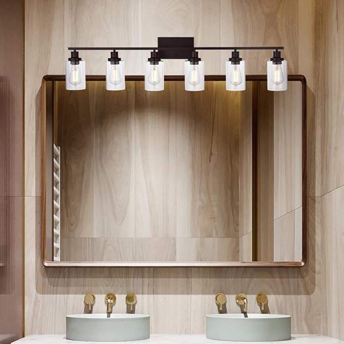 MELUCEE 6-Light Bathroom Vanity Light Fixture Vintage Industrial Oil Rubbed - Image 3