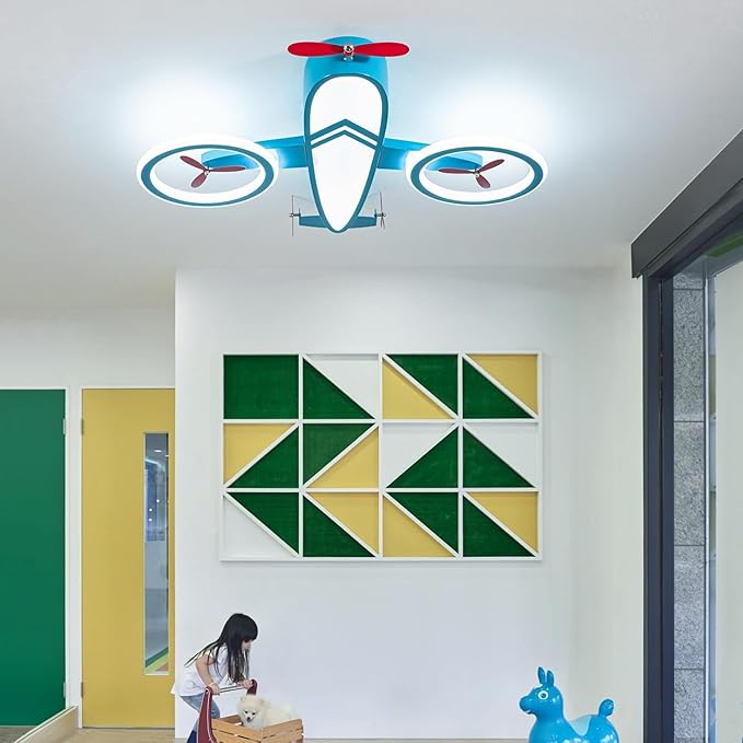 Kids Ceiling Lights for Bedroom Blue Airplane Light Fixture Mount 24.8" Kitchen - Image 2