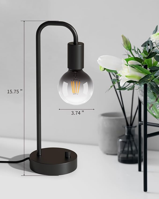 ONEWISH Industrial Table Lamp for Bedroom, Fully Dimmable Modern Bedside Lamps - Image 7