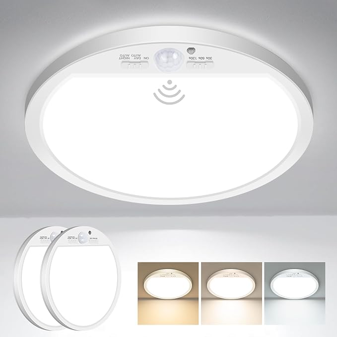 slochi 2Pack Motion Sensor Light Indoor Wired, 12 Inch 3000K/4000K/6500K Closet by CeilingLights