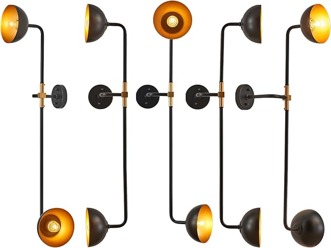 43“ Modern Wall Sconce 2-Lights Shade Adjustable Wall Lights Black and Antique - Image 8