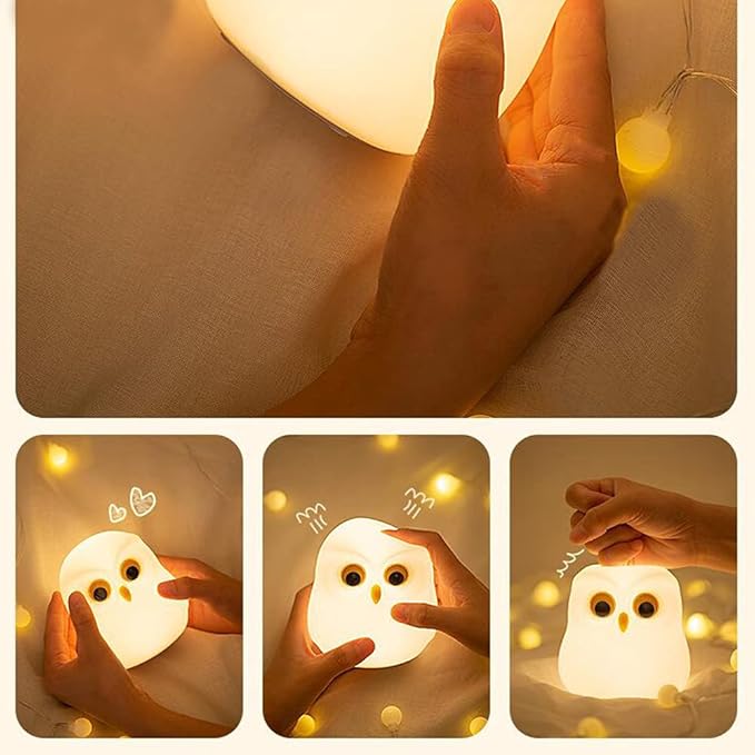 Cute Owl Kids Night Light, USB Rechargeable Cute Animal Lamps, Creative Feeding - Image 5