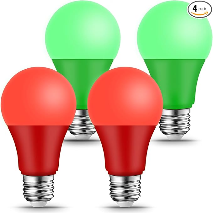 Red Green Light Bulbs -- 9W（60W Equivalent） E26 Base LED Colored Light Bulb by KQHBEN