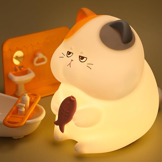 Greedy Cat Night Light for Kids, 3 Levels Dimmable Cute Kitty Nursery Nightlight - Image 9