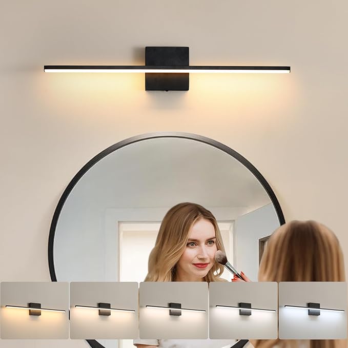Modern Bathroom Vanity Light 24 Inch, 18W Black Bathroom Light Fixture Over - Image 2