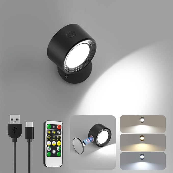Lightbiz LED Wall Lights with Remote, Wall Mounted Sconces 3000mAh Rechargeable - Image 7