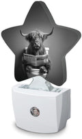 Funny Dark Highland Cow Night Light, Plug-in Wall Led Night Lights Decor by SKYDAWNY