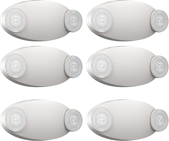 6 Packs Emergency Lights for Business, Hard Wired, LED Emergency Lights by EXITLUX