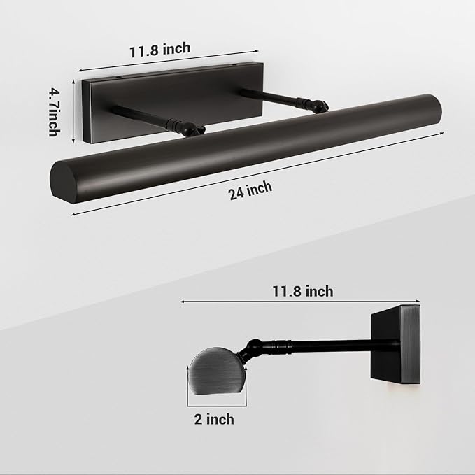 Black Picture Lights for Wall, 24inch Brone Picture Light Hardwired, Art Light - Image 4