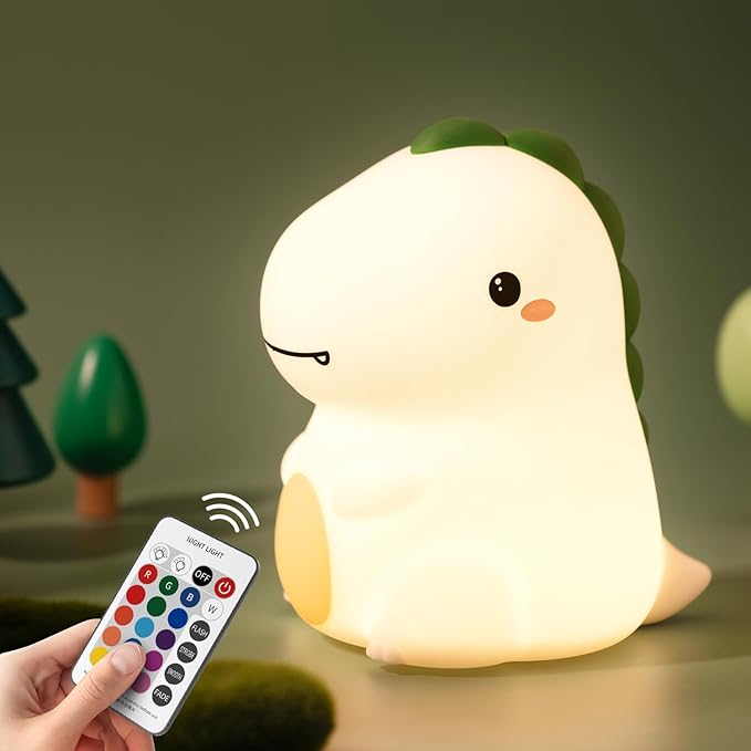 Dinosaur Night Light for Boys, Dino Lamp Silicone Light, 16 Color Nightlight by KinYiLOHome