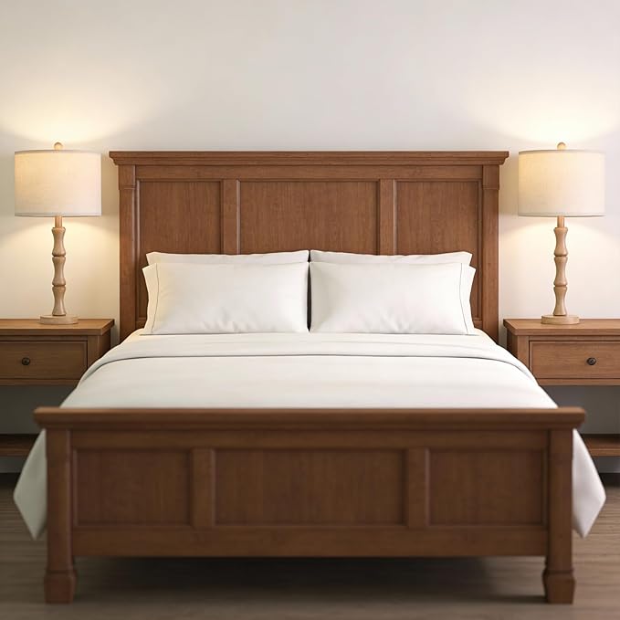BOBOMOMO 25" Farmhouse Table Lamps Set of 2, Rustic Nightstand Lamps - Image 7