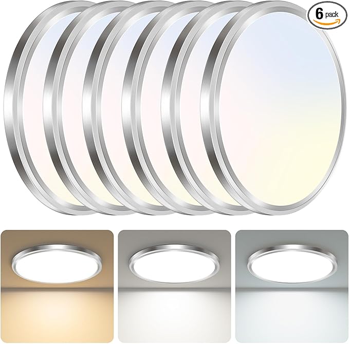 libtit 6Pack Led Ceiling Light 13Inch, 24W 2400Lm Bright Light Fixture Brushed by Libtit