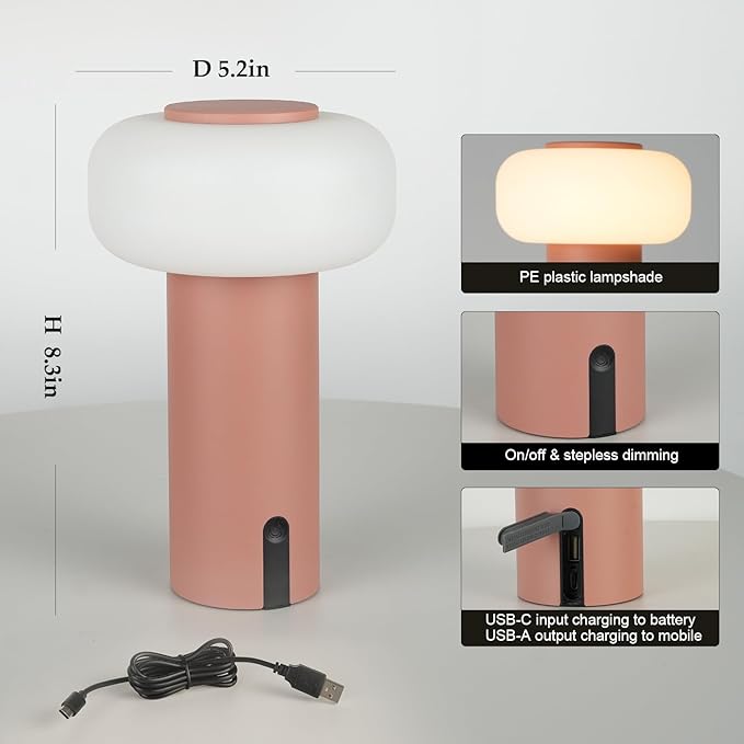 Shower Lamp Waterproof, Outdoor Cordless Table Lamp Rechargeable, Portable - Image 6