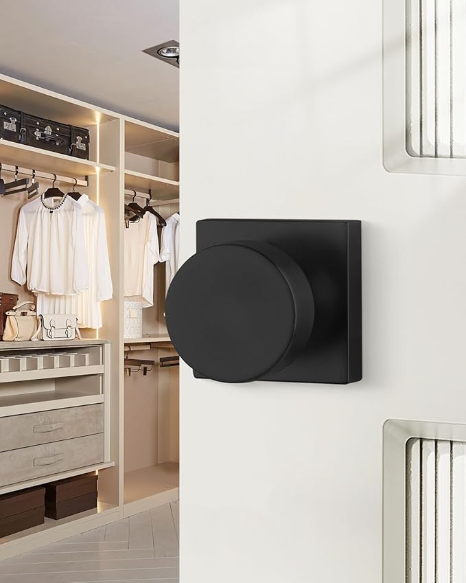 Haidms Matte Black Door Knobs Passage, Heavy Duty Square Matte Black Hall and - Image 2
