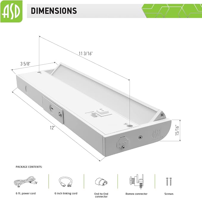 ASD Swivel LED Under Cabinet Lighting, 12 Inch 5W, Hardwired or Plug-in - Image 3