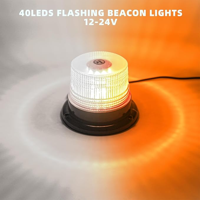 1-Pcs Amber/White LED Beacon Lights 12-24V Warning Safety Flashing Emergency - Image 2