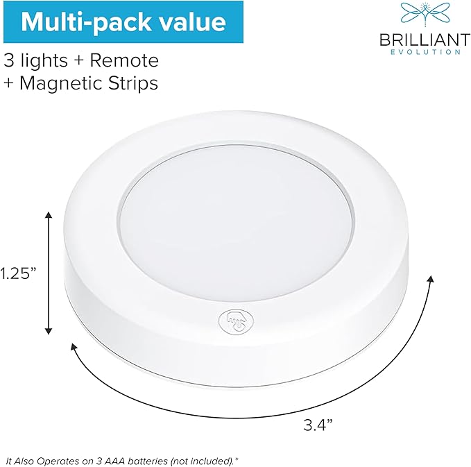 Brilliant Evolution Wireless LED Puck Light 3 Pack - Image 3