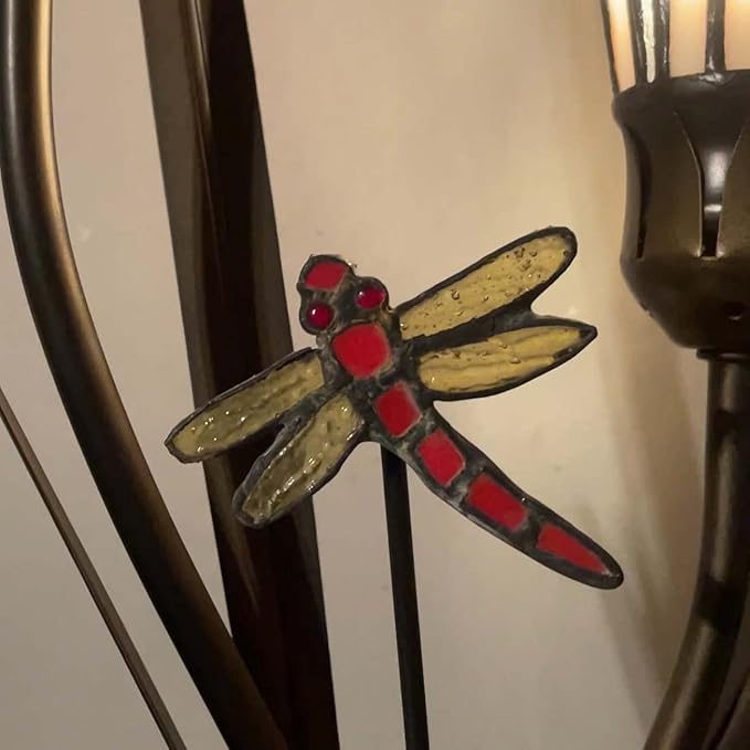 Bieye L10620 Lily Flowers and Dragonfly Tiffany Style Stained Glass Accent - Image 4