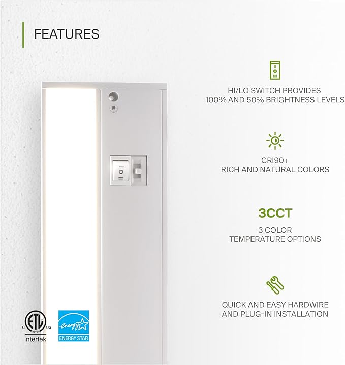 ASD 48 Inch LED Under Cabinet Lighting Plug in or Hardwired, High/Low/Off Switch - Image 3