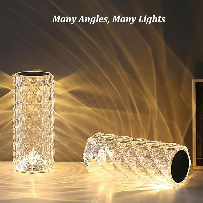 Portable Crystal Table Lamp, 3 Color Touch Control Rechargeable Lamp, Crystal - Image 5