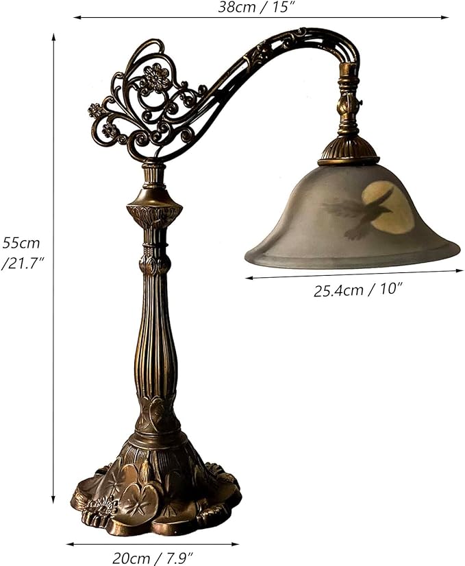 Bieye L13006 Hand-Painted Raven Table Lamp, Bridge Arm Desk Lamp - Image 6