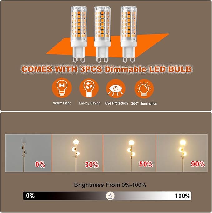Fiqevs Upgrade Dimmable Floor Lamp, 3 Globe Mid Century Floor Lamps - Image 4