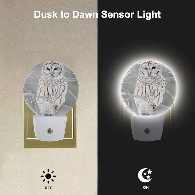 EKOBLA White Bird Plug-in Nightlights Cute Owl on Tree Branch Plug-in - Image 2