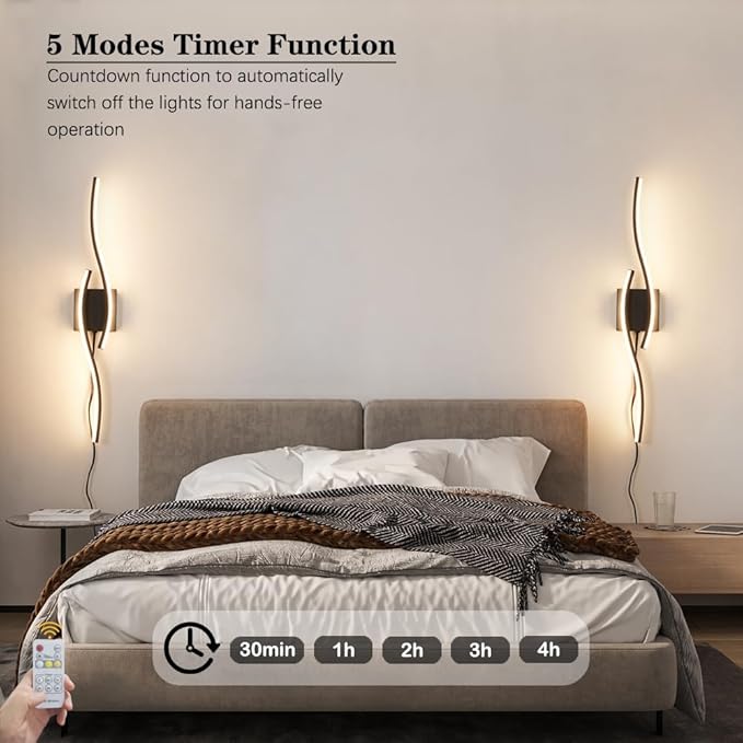 Plug in Wall Sconces Set of 2, Modern Plug in Sconce - Image 7