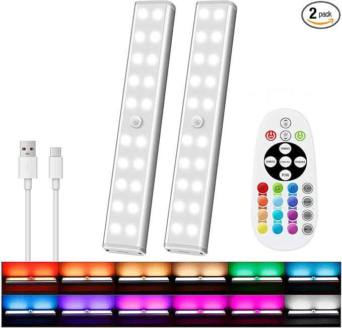 Under Cabinet Lighting with Remote, 15 Color RGB 4 Dynamic Working Modes by Haigvel