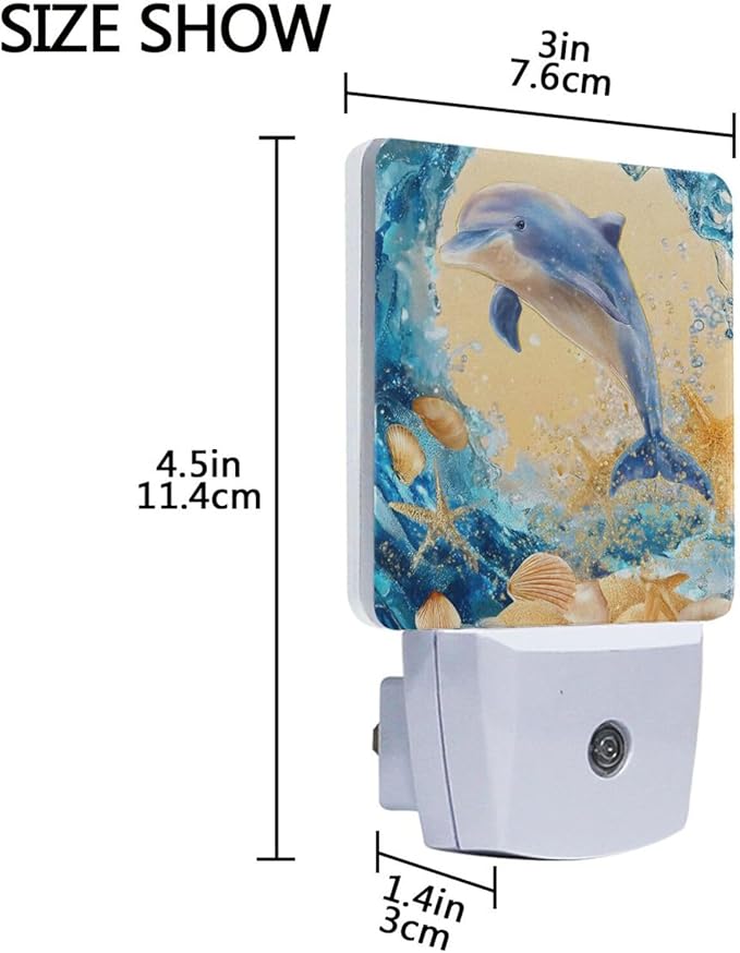 Dolphin Starfishes Night Light LED Plug in Nightlight Light Sensor Dusk to Dawn - Image 3