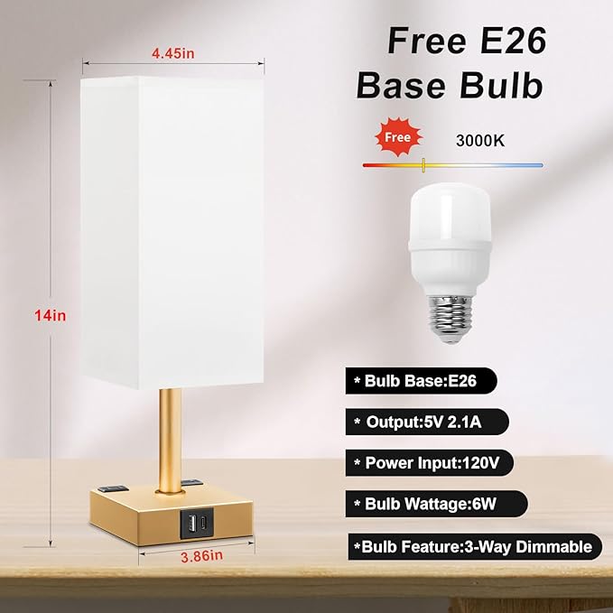 Gold White Touch Table Lamp - Image 5