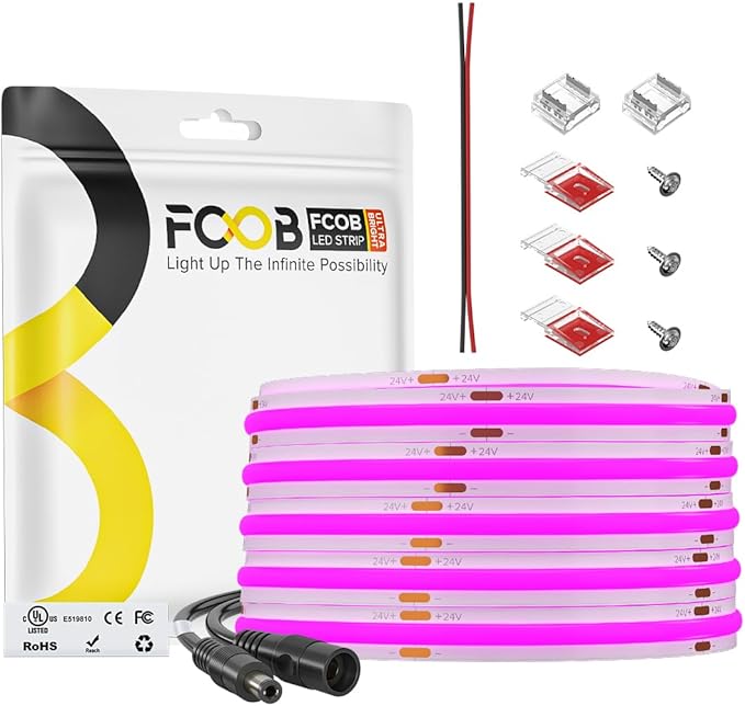 COB Purple LED Strip Light DC24V Flexible High Density Uniform Bright 480LEDs/m by FCOB