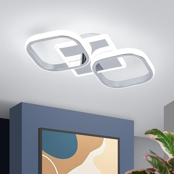 ElDISUNY Modern LED Ceiling Lights, 30W Sliver Elegant Square Lamp LED Ceiling - Image 9