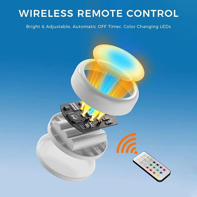 Push Lights with Remote Puck Lighting Battery Operated Tap Lights Button Stick - Image 2