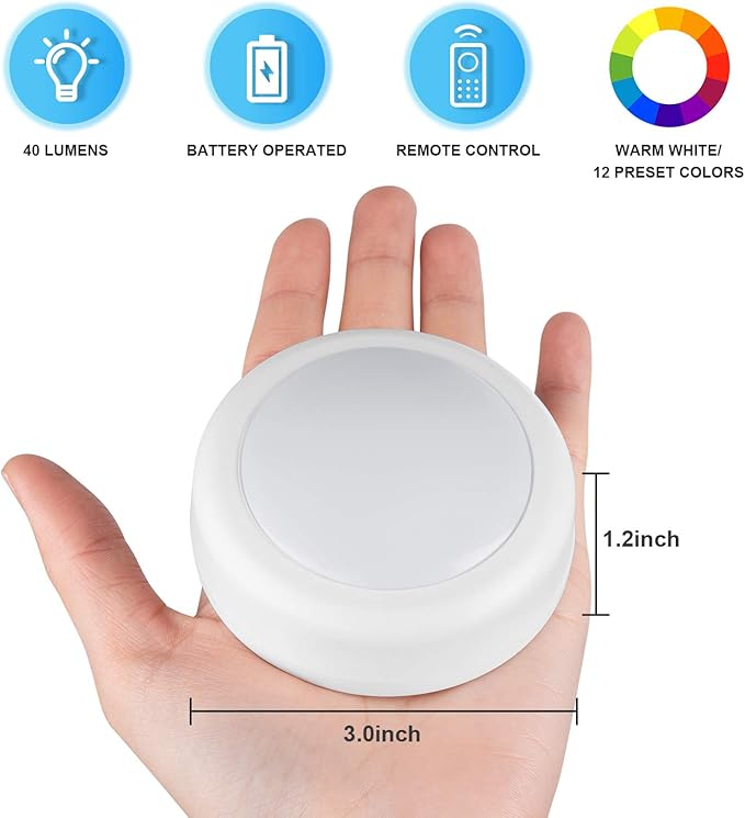 BLS LED Puck Lights with Remote Control, RGB 13 Color Changing Under Cabinet - Image 3