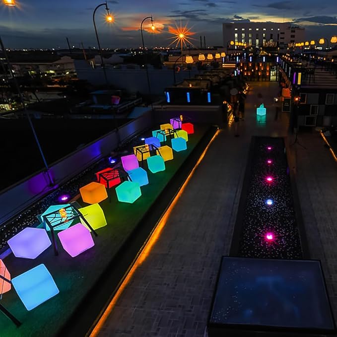 Mr.Go 20-inch LED Lighted Cube Table, Large LED Cube Chair Light, 16 RGB Colors - Image 9