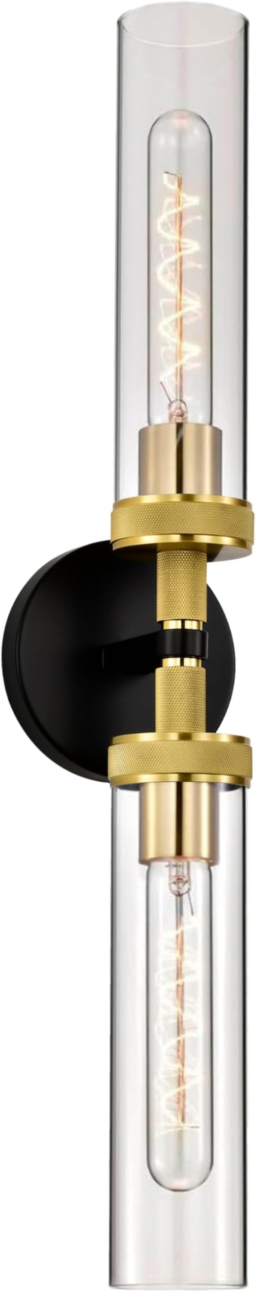 LaLuLa Bathroom Vanity Light, Knurled Texture Linear Black and Gold Wall Sconces by LaLuLaLighting