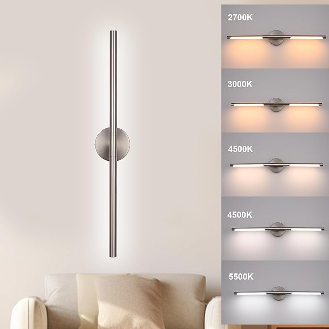 BONLICHT Brushed Nickel Vanity Light Fixtures Over Mirror 20W 350°Rotatable - Image 4