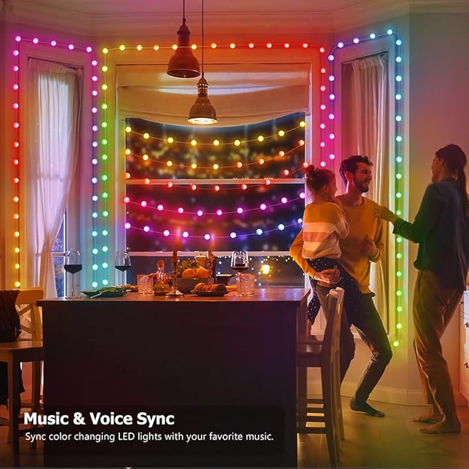 33ft Globe String Lights, 66 LED RGB Color Changing String Fairy Lights - Image 5