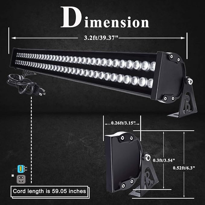 72W LED Wall Washer Lights 3.2ft/40 120V IP65 Waterproof Linear LED Light Bar - Image 4