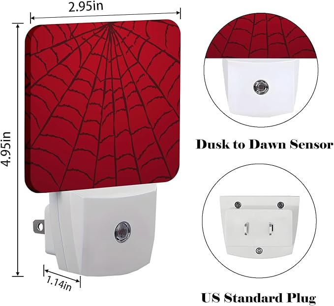 Red Spider Web Night Light, Plug Into Wall Decor - Image 2