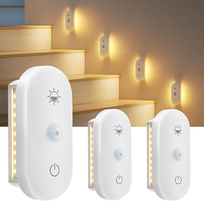 Motion Sensor Night Light Rechargeable: 90-Day Lasting Battery by Hiromeco