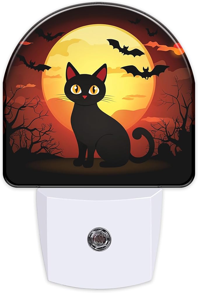 Halloween Black Cat Night Light, Dusk-to-Dawn Auto Sensor Plug in Night Light by Unknown