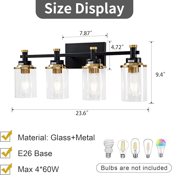 Modern Black & Gold Vanity Lights - Image 4