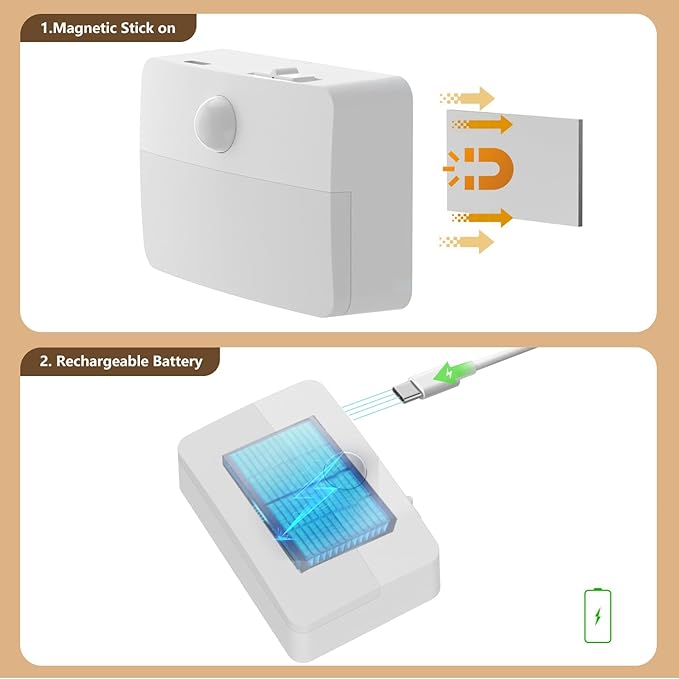 Motion Sensor Night Light Indoor, Rechargeable LED Stair Lights, Warm White - Image 4
