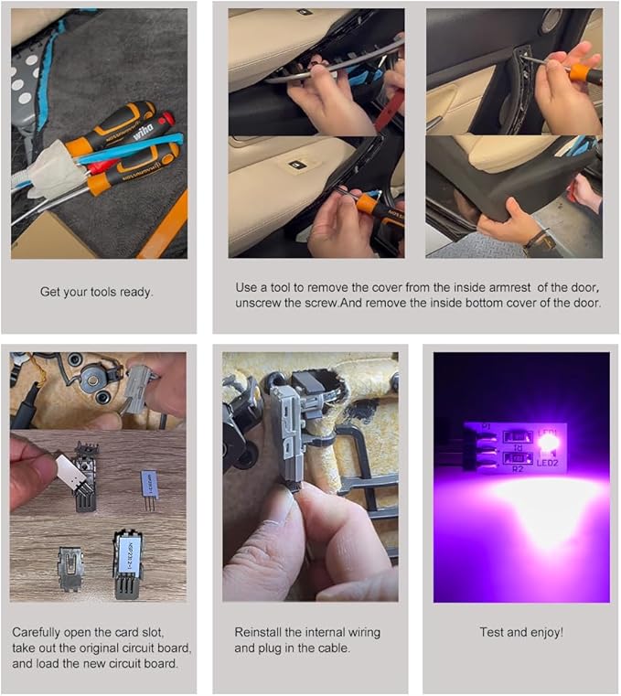 NJSBYL Blue/Purple Led B-Pillar Ambient Lighting Circuit Board Replacement - Image 6